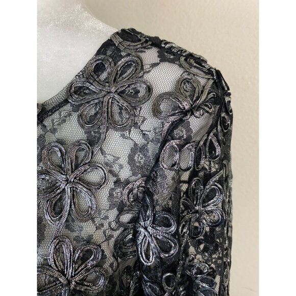 Nina Leonard Sheer Lace Floral Embroidered 3/4 Sleeve Bolero Cardigan Size Large - Picture 11 of 15